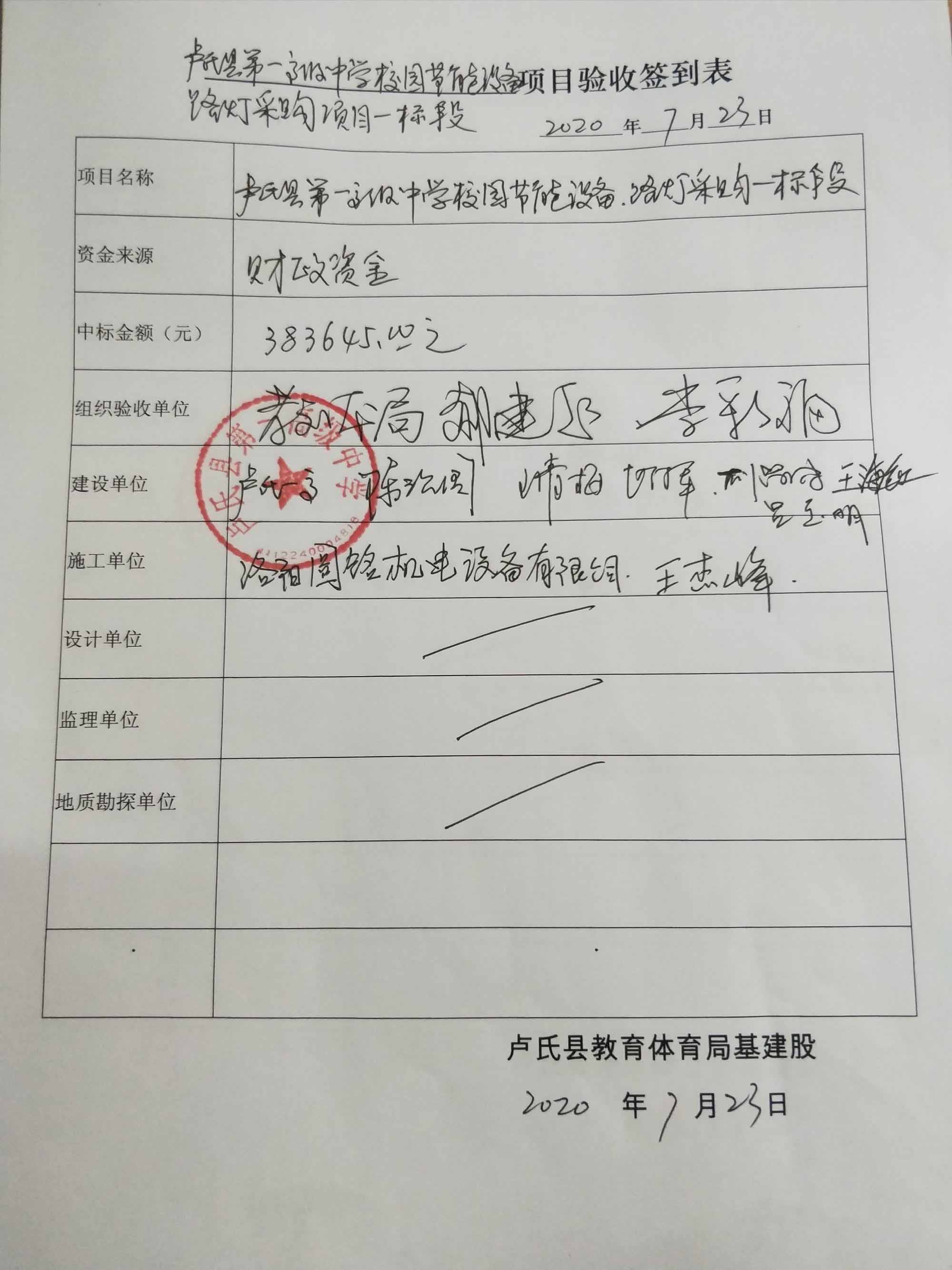 2020年7月22日卢氏一高节电产品安装工程验收(图3)